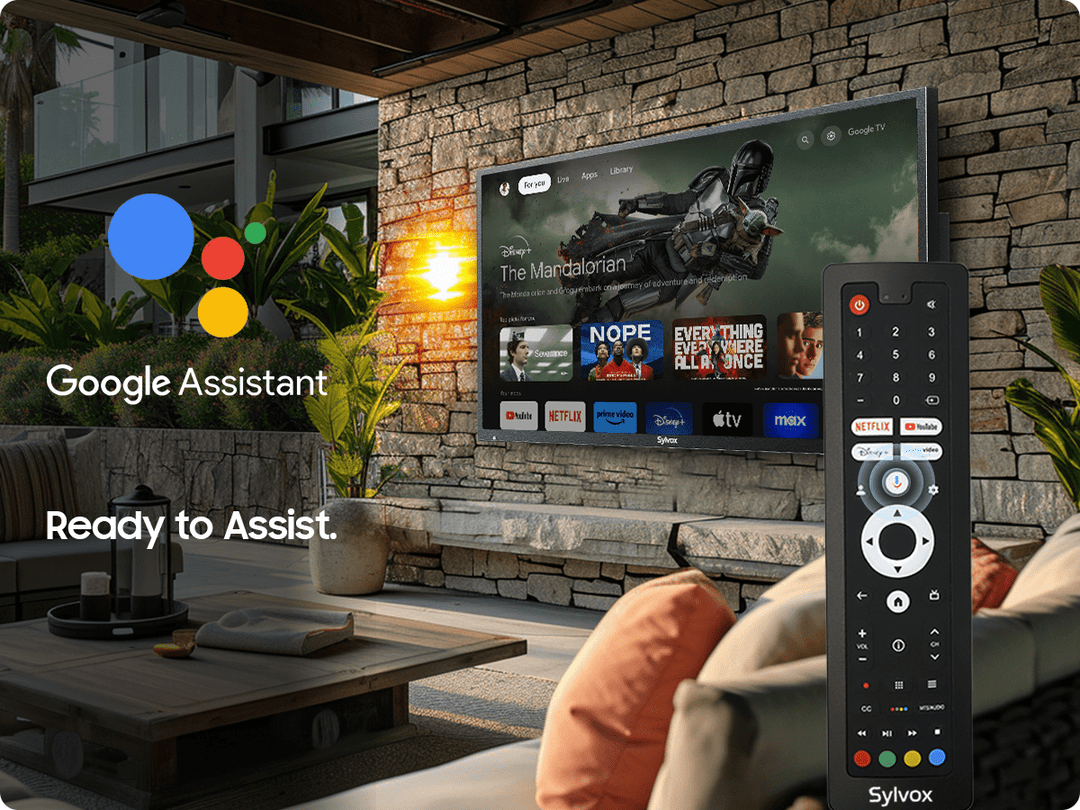 Smart TV para patio con sistema Google TV