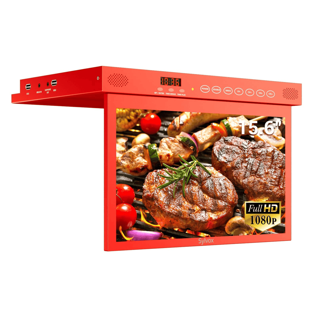 TV inteligente bajo gabinete de 15.6" - TV de cocina roja