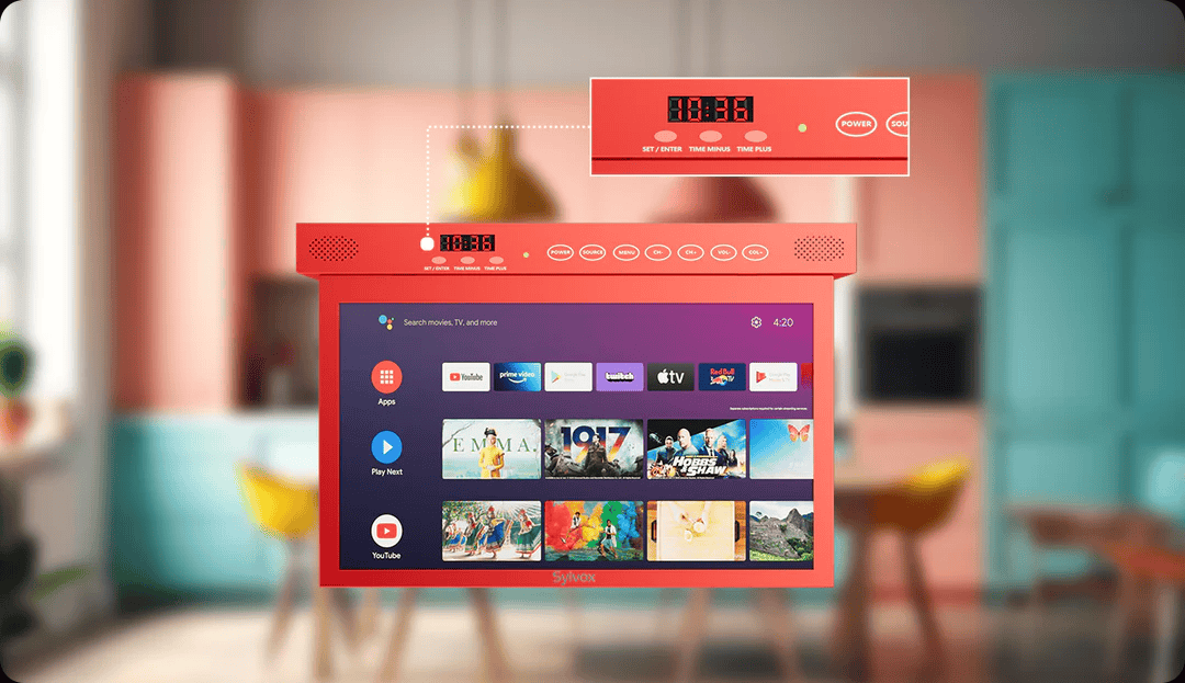 TV inteligente bajo gabinete de 15.6" - TV de cocina roja