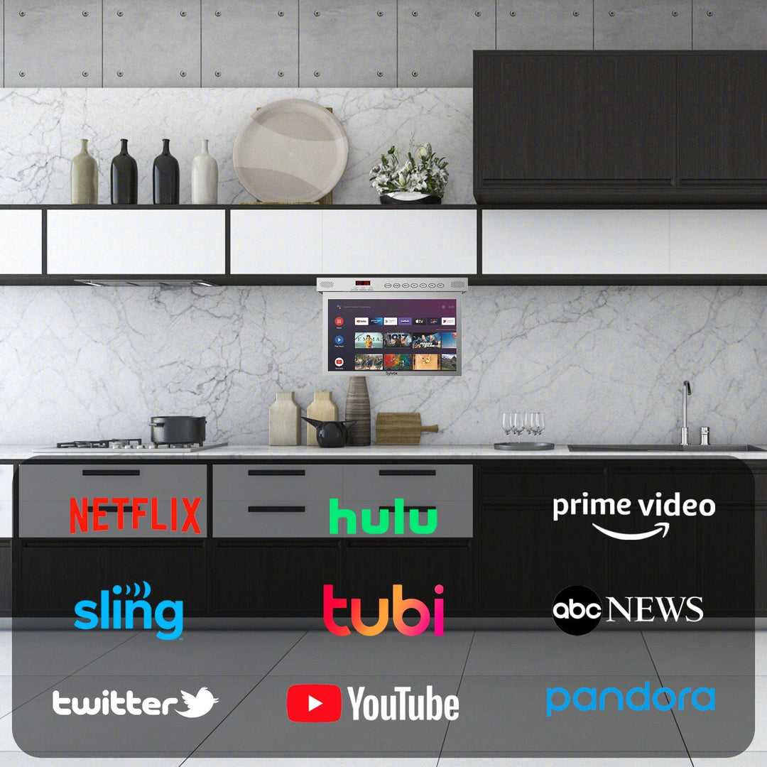 TV inteligente bajo gabinete de 15.6" - TV de cocina plateada