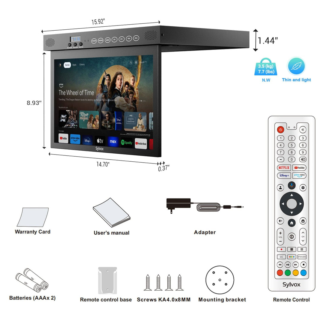 15.6" TV Inteligente Bajo Gabinete-Black Kitchen TV