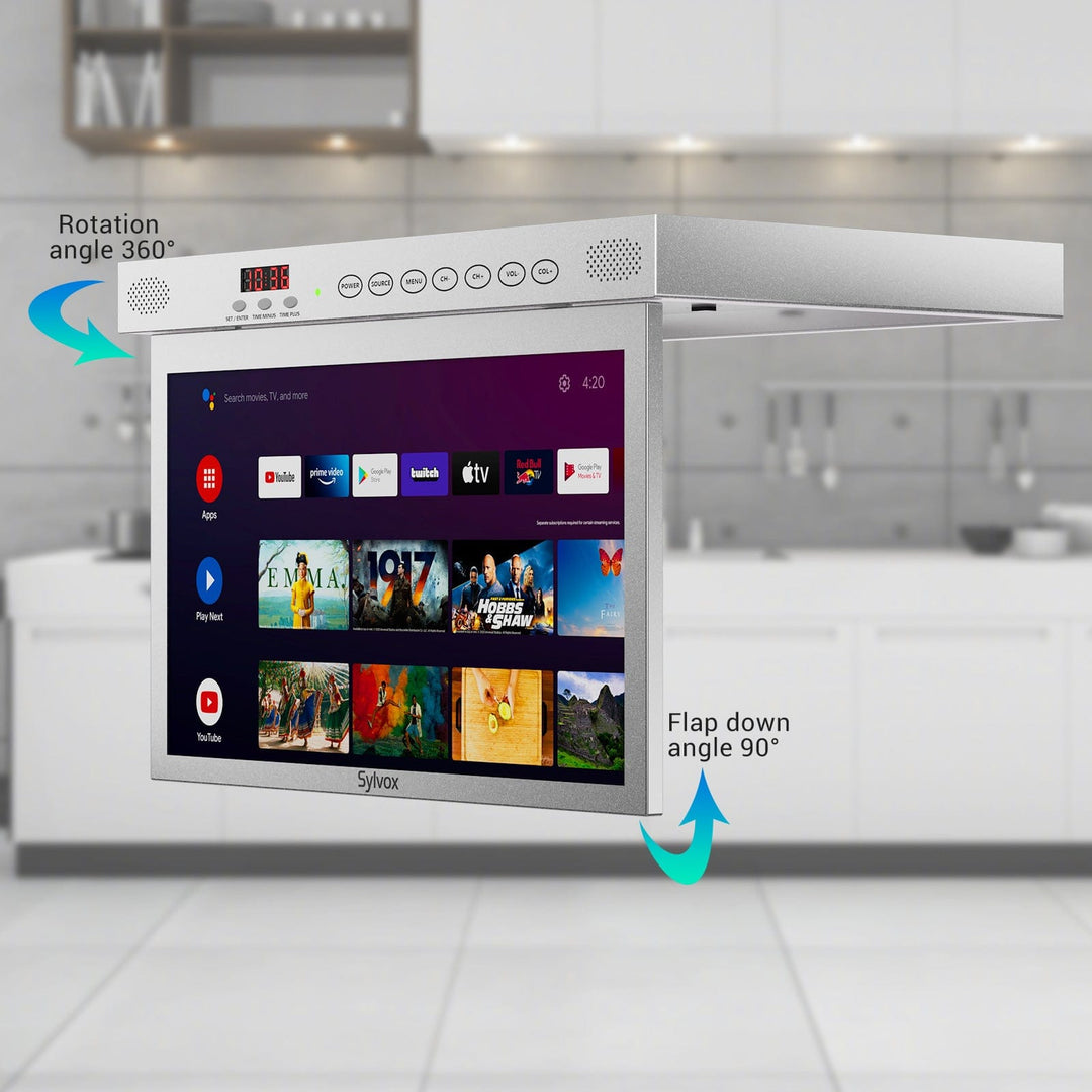 TV inteligente bajo gabinete de 15.6" - TV de cocina plateada