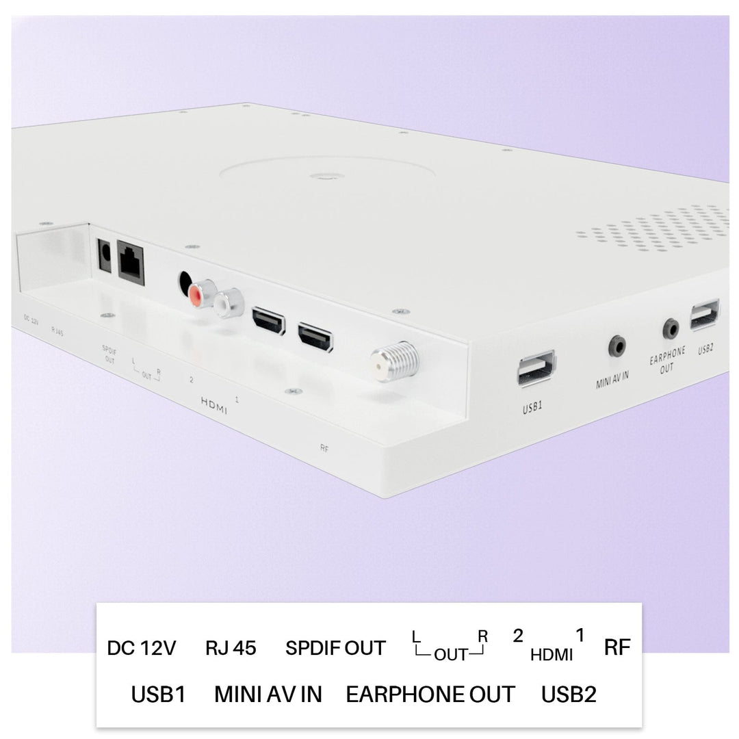 TV inteligente de cocina blanca de 15.6" para instalar bajo el gabinete