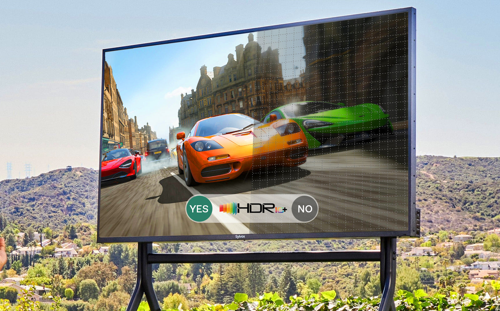 Smart TV QLED con alto brillo para patio